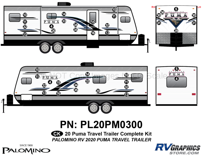 41 Piece 2020 Puma Travel Trailer Complete Graphics Kit