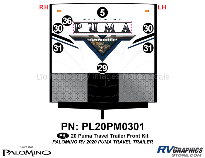 7 Piece 2020 Puma Travel Trailer Front Graphics Kit