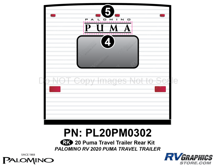 2 Piece 2020 Puma Travel Trailer Rear Graphics Kit