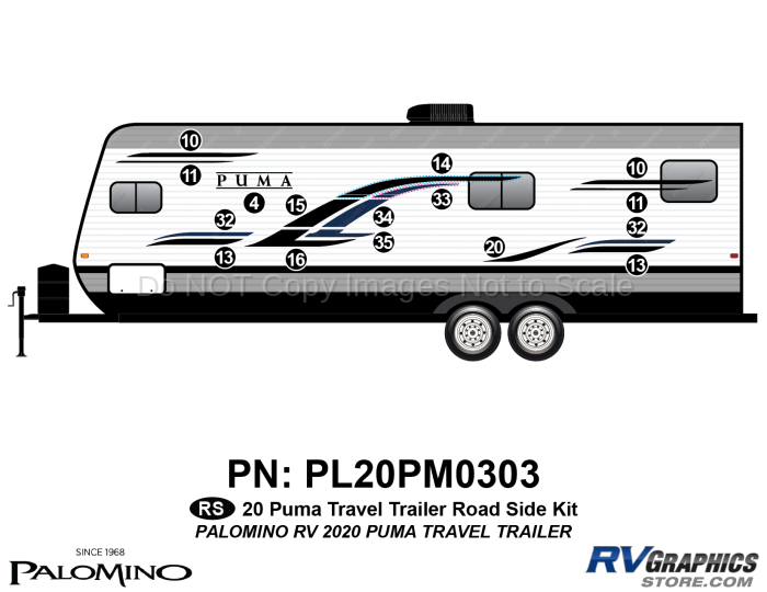 16 Piece 2020 Puma Travel Trailer Roadside Graphics Kit