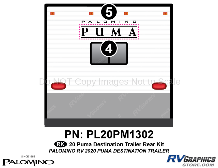 2 Piece 2020 Puma Travel Trailer Rear Graphics Kit