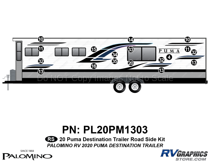 18 Piece 2020 Puma Travel Trailer Roadside Graphics Kit