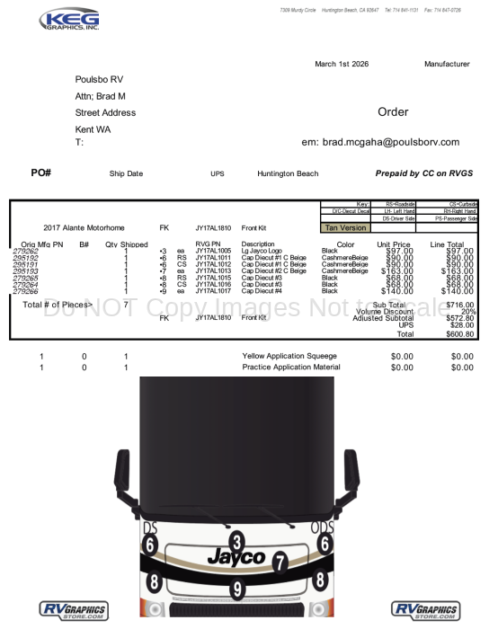 7 Pc 2017 Alante Front Kit-Tan