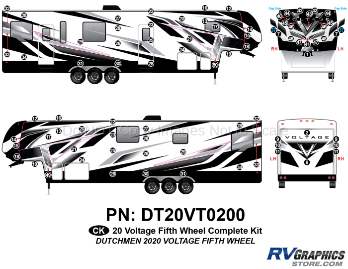 80 Piece 2020 Voltage Fifth Wheel Complete Graphics Kit