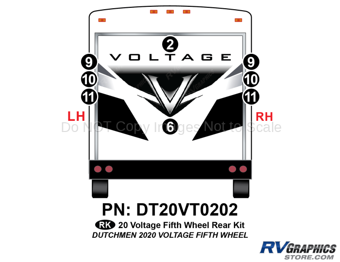 8 Piece 2020 Voltage Fifth Wheel Rear Graphics Kit