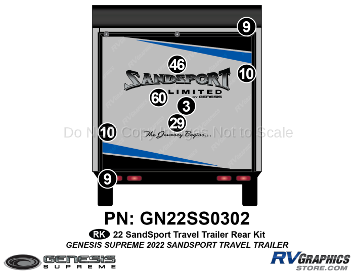 8 Piece 2022 SandSport Toyhauler Trailer Rear Graphics Kit