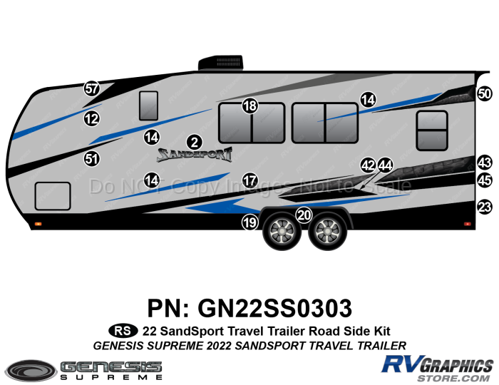 17 Piece 2022 SandSport Toyhauler Trailer Roadside Graphics Kit