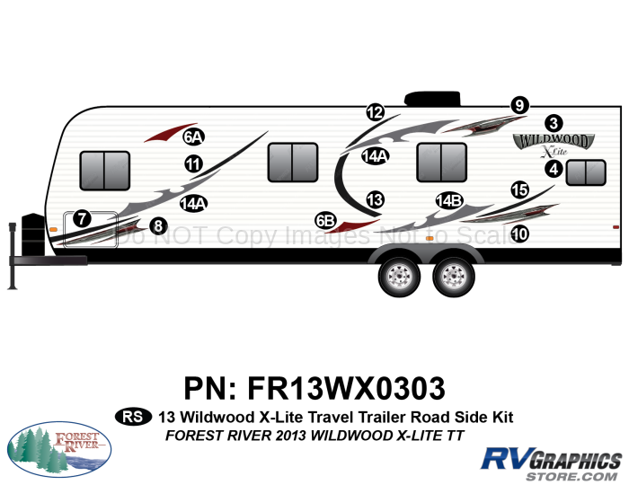 15 Piece 2013 Wildwood X-Lite Travel Trailer Roadside Graphics Kit