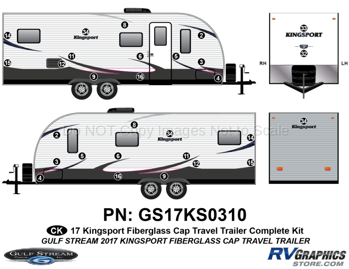 29 Piece 2017 Kingsport Fiberglass Travel Trailer Complete Graphics Kit