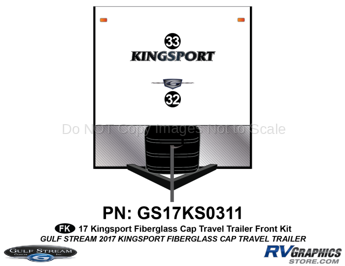 2 Piece 2017 Kingsport Fiberglass Travel Trailer Front Graphics Kit
