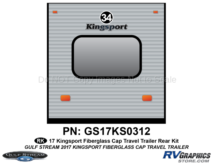 1 Piece 2017 Kingsport Fiberglass Travel Trailer Rear Graphics Kit