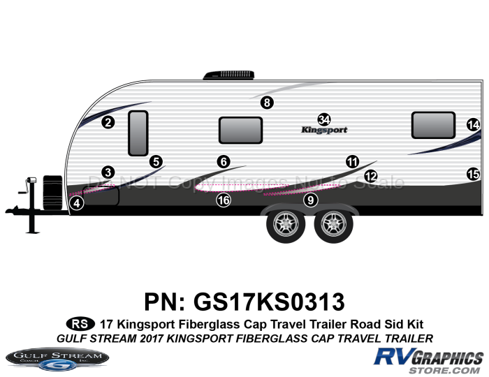13 Piece 2017 Kingsport Fiberglass Travel Trailer Roadside Graphics Kit