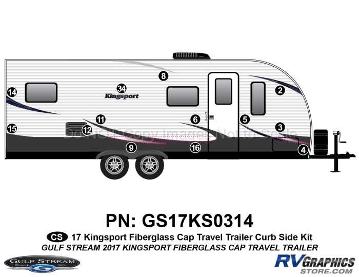 13 Piece 2017 Kingsport Fiberglass Travel Trailer Curbside Graphics Kit