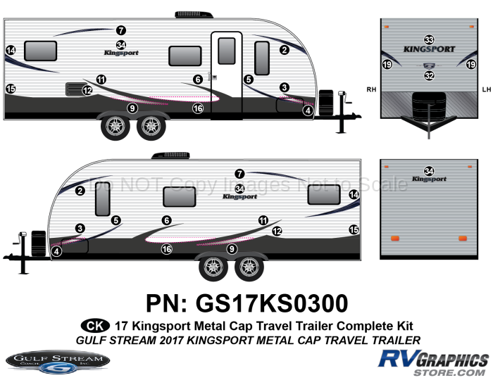31 Piece 2017 Kingsport Metal Wall Travel Trailer Complete Graphics Kit