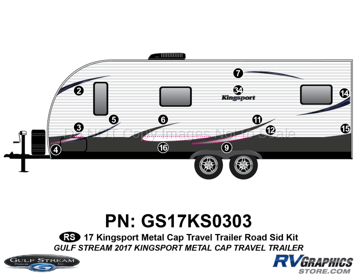 13 Piece 2017 Kingsport Metal Wall Travel Trailer Roadside Graphics Kit