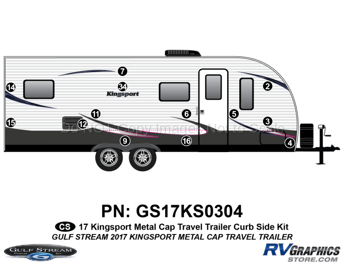 13 Piece 2017 Kingsport Metal Wall Travel Trailer Curbside Graphics Kit