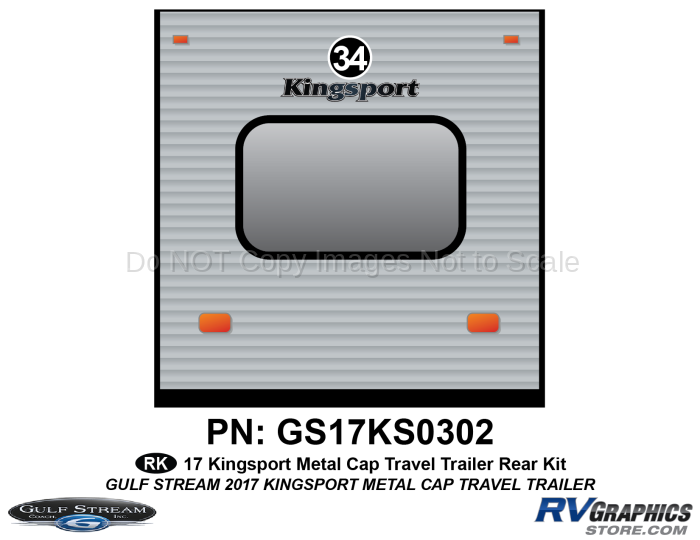 1 Piece 2017 Kingsport Metal Wall Travel Trailer Rear Graphics Kit