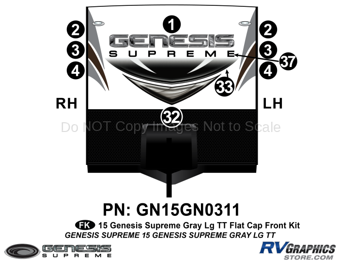 10 Piece 2014 Genesis Lg Travel Trailer Flat Cap Front Graphics Kit