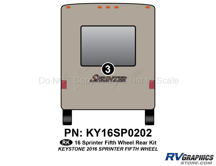 1 Piece 2016 Sprinter Fifth Wheel Rear Graphics Kit