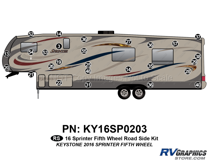 27 Piece 2016 Sprinter Fifth Wheel Roadside Graphics Kit