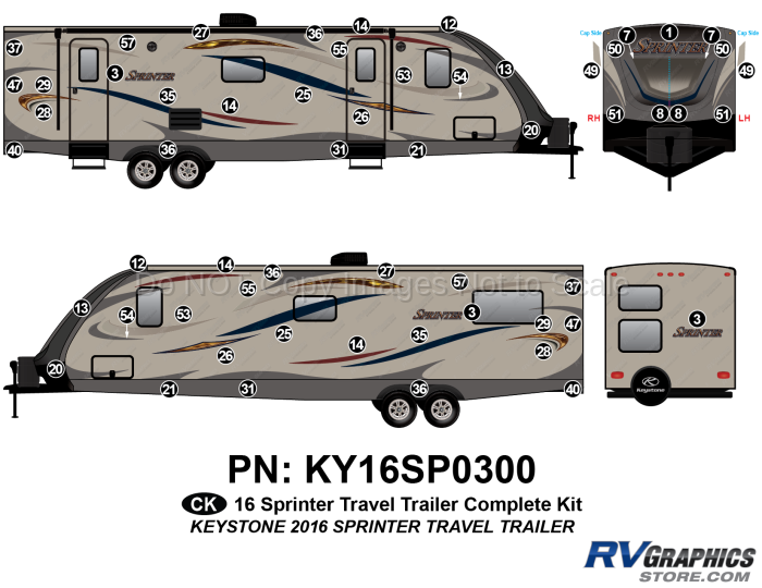58 Piece 2016 Sprinter Travel Trailer Complete Graphics Kit