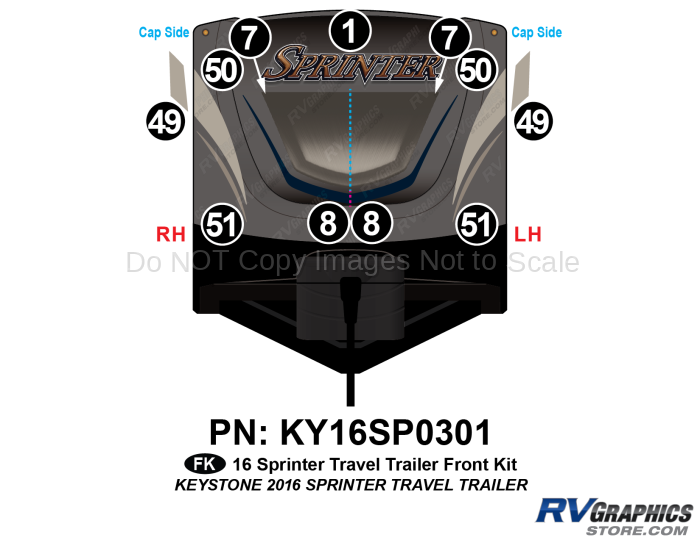 11 Piece 2016 Sprinter Travel Trailer Front Graphics Kit