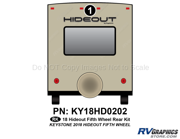 1 Piece 2018 Hideout Fifth Wheel Rear Graphics Kit