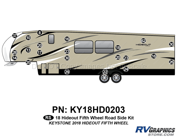 22 Piece 2018 Hideout Fifth Wheel Roadside Graphics Kit