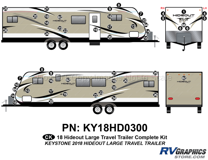 53 Piece 2018 Hideout Lg Travel Trailer Complete Graphics Kit