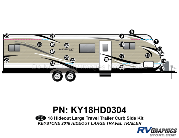 22 Piece 2018 Hideout Lg Travel Trailer Curbside Graphics Kit
