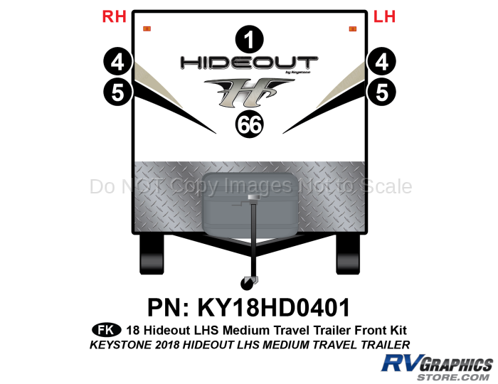 6 Piece 2018 Hideout LHS Medium Travel Trailer Front Graphics Kit