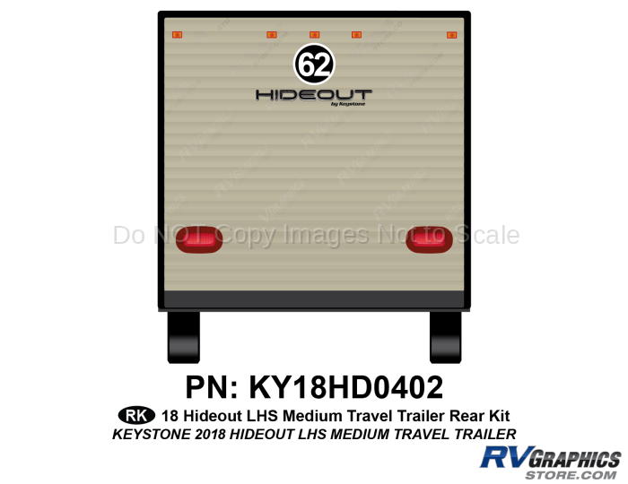 1 Piece 2018 Hideout LHS Medium Travel Trailer Rear Graphics Kit