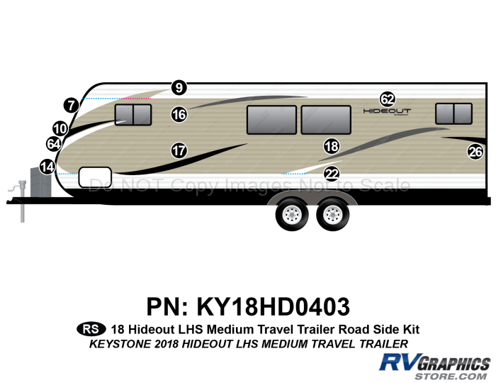 11 Piece 2018 Hideout LHS Medium Travel Trailer Roadside Graphics Kit