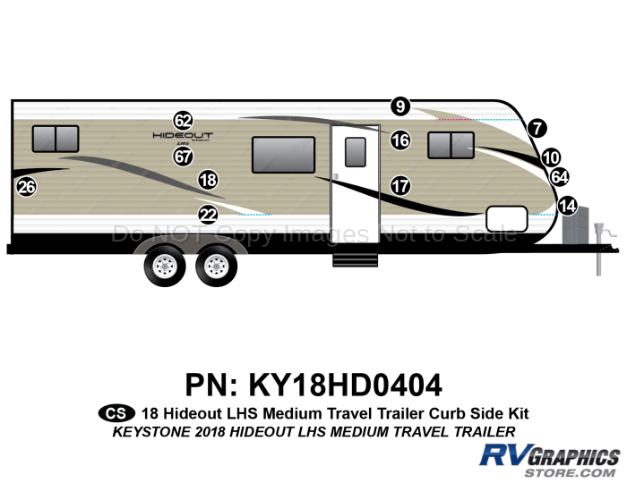 12 Piece 2018 Hideout LHS Medium Travel Trailer Curbside Graphics Kit