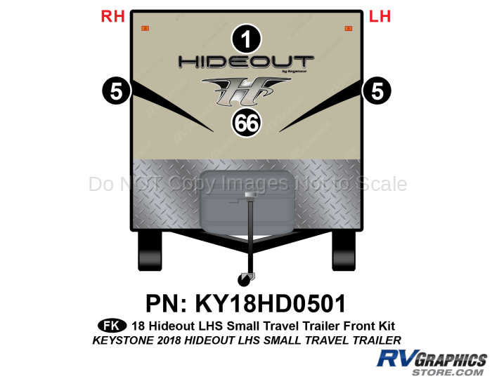 4 Piece 2018 Hideout LHS Small Travel Trailer Front Graphics Kit