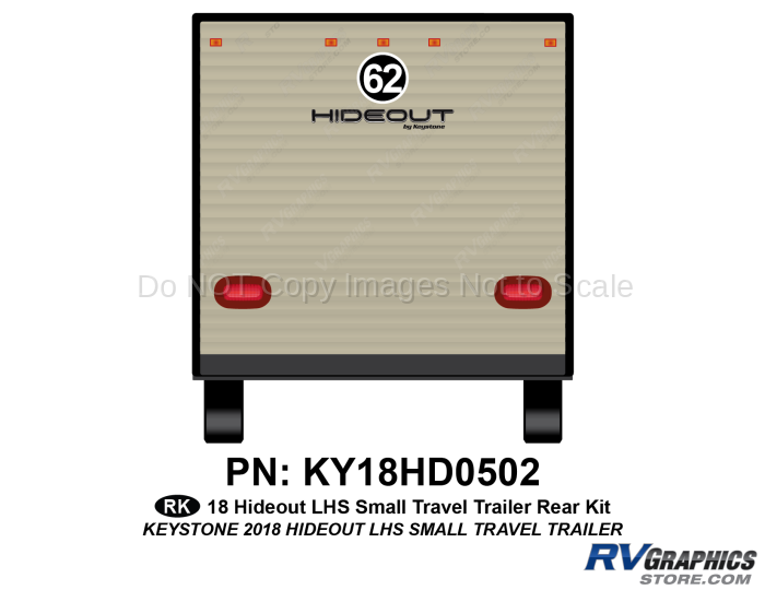 1 Piece 2018 Hideout LHS Small Travel Trailer Rear Graphics Kit