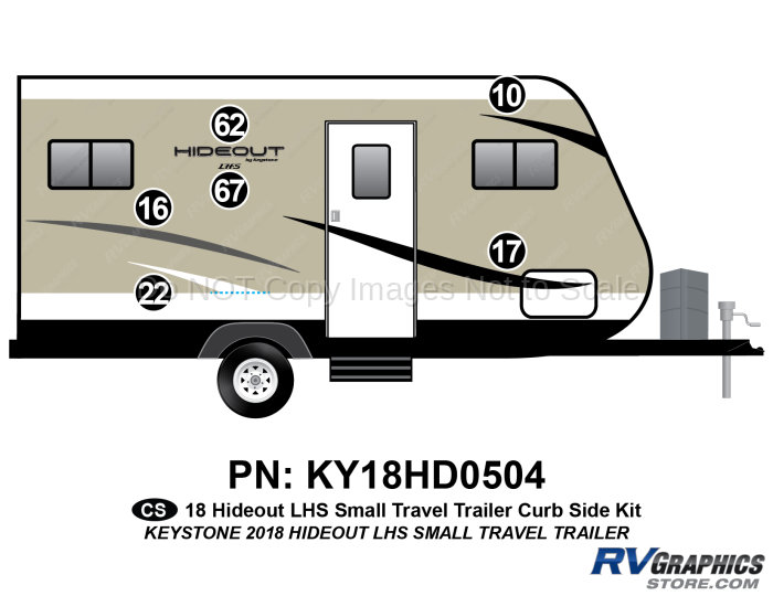 6 Piece 2018 Hideout LHS Small Travel Trailer Curbside Graphics Kit