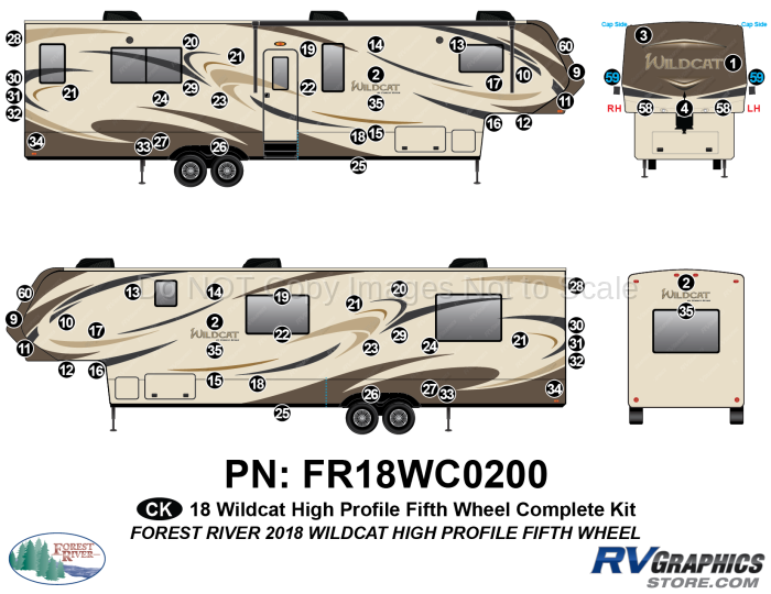 69 Piece 2018 Wildcat High Profile Fifth Wheel Complete Graphics Kit