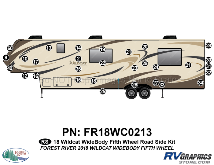 30 Piece 2018 Wildcat Widebody Fifth Wheel Roadside Graphics Kit