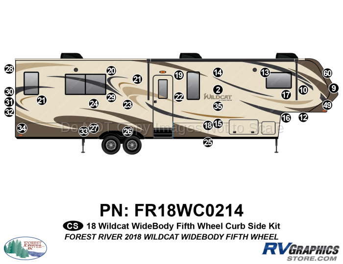 30 Piece 2018 Wildcat Widebody Fifth Wheel Curbside Graphics Kit