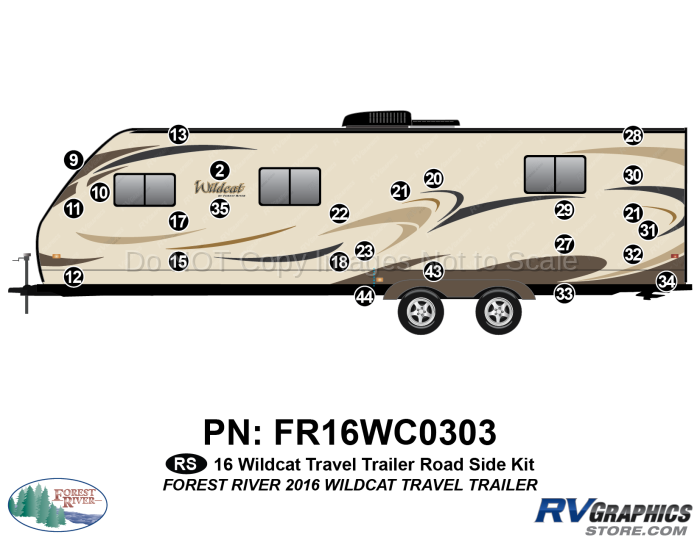 24 Piece 2016 Wildcat Travel Trailer Roadside Graphics Kit