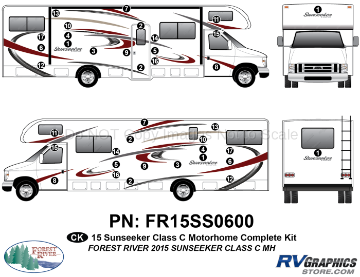 38 Piece 2015 Sunseeker Motorhome Complete Graphics Kit