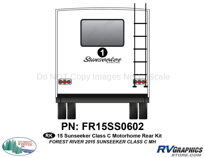 1 Piece 2015 Sunseeker Motorhome Rear Graphics Kit