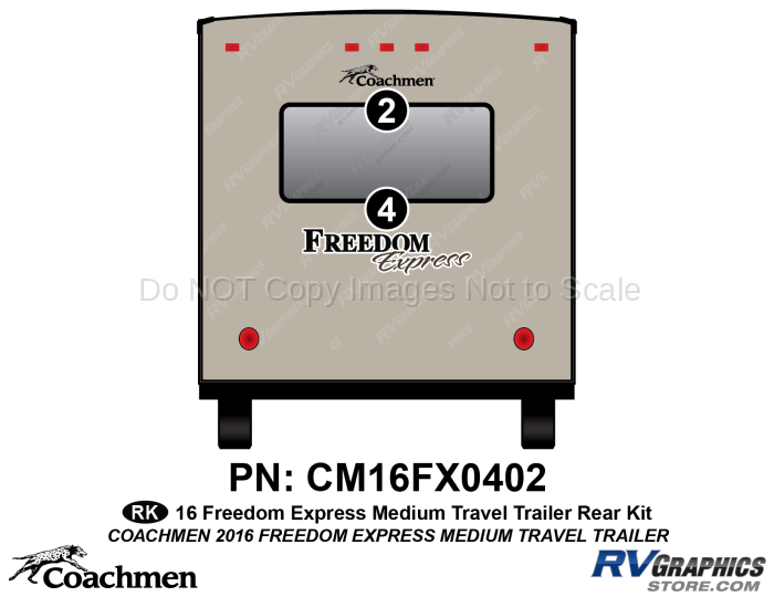 2 Piece Freedom Express Travel Trailer Rear Graphics Kit