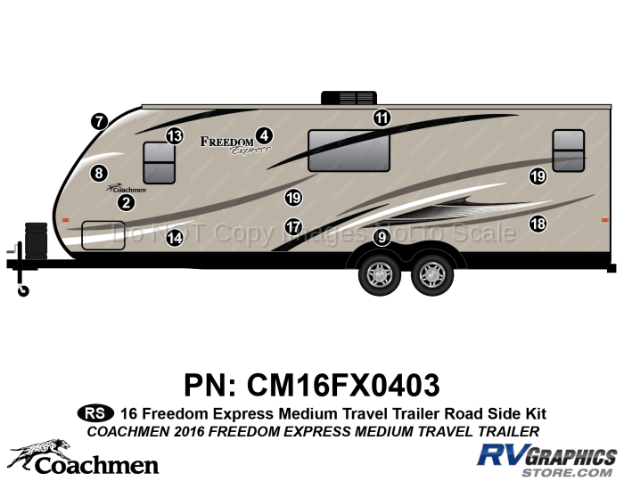 13 Piece Freedom Express Travel Trailer Roadside Graphics Kit