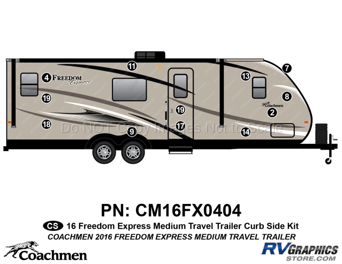 13 Piece Freedom Express Travel Trailer Curbside Graphics Kit