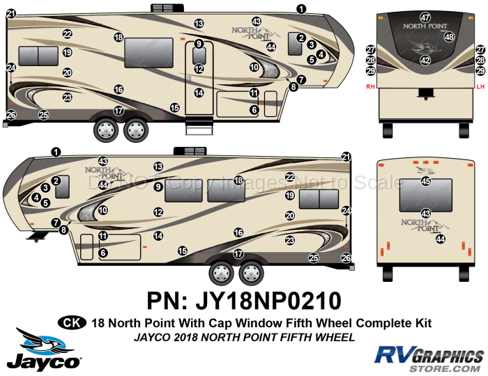68 Piece 2018 North Point Fifth Wheel With Window Cap Complete Graphics Kit