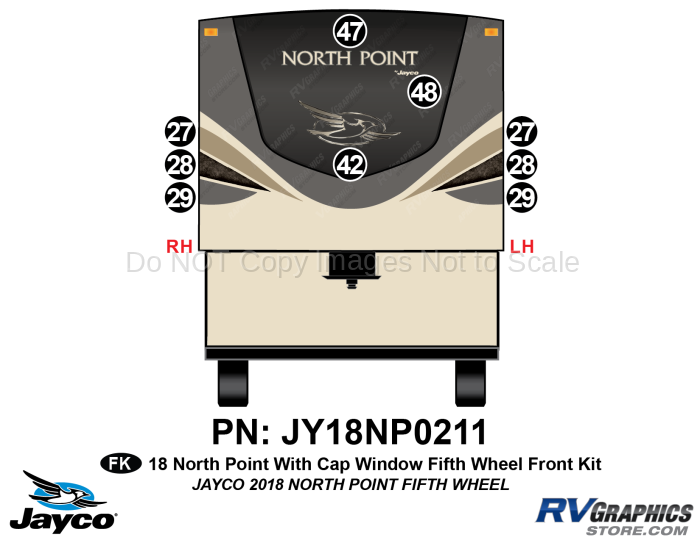 9 Piece 2018 North Point Fifth Wheel With Window Cap Front Graphics Kit
