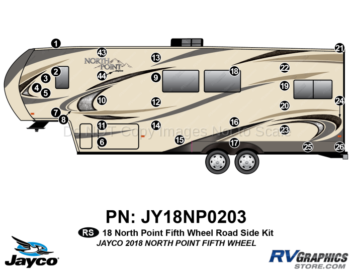28 Piece 2018 North Point Fifth Wheel Roadside Graphics Kit