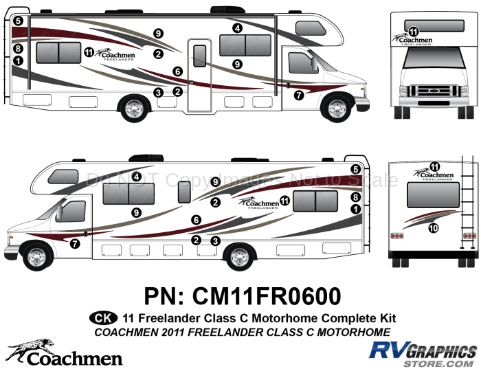 27 Piece 2011 Freelander Motorhome Complete Graphics Kit